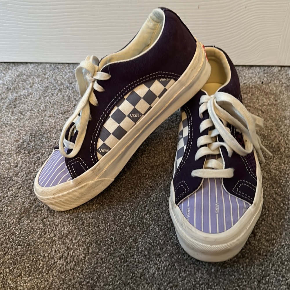 Vans Women’s Purple Check Checkered Violet Striped Sneakers Shoes size 5.5